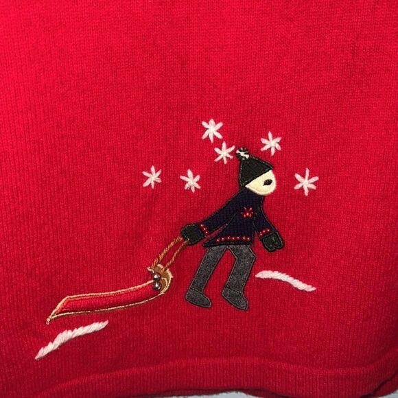 Women’s M Vintage Holiday Christmas ice skater sledding skiing Cardigan sweater - Picture 11 of 13